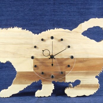 ねこ時計（歩き・側面）【木製（アカシア集成材）】（置き・掛け兼用）の画像
