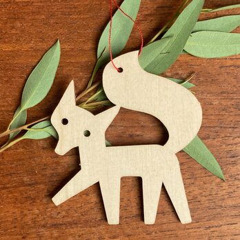 木製 オーナメント 動物 キツネ[HOL-TI-15]クリスマス スノーフレーク フォックス 狐の画像