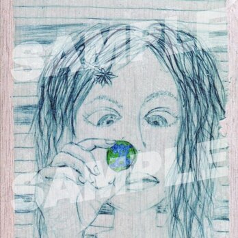木のポストカード『地球玉』の画像