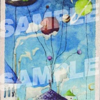 木のポストカード『惑星風船』の画像