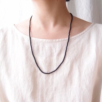 【Silver】Black Tourmaline Necklace【受注制作 60cm／3mm】トルマリンプレーンネックレスの画像