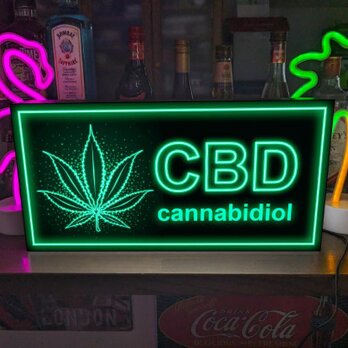 【Lサイズ】大麻 CBD オイル 医療 ガンジャ マリファナ 酒 クラブ ランプ 照明 看板 置物 雑貨 ライトBOXの画像
