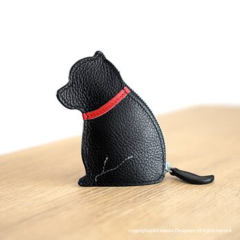 お座り子犬のコインケース・ブラック×レッドの画像