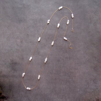 【K14gf】Stick Pearl Chain Necklace／スティックパール  チェーンネックレスの画像