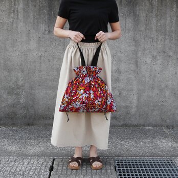 アフリカ布の巾着バッグ（アフリカンプリント）トート 大きめ