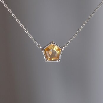 K10yg 11月の誕生石 Citrine fimmhyrningur necklace　天然石シトリン五角形ネックレスの画像