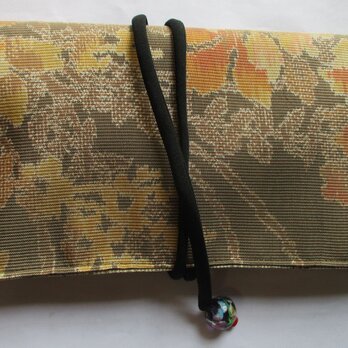 ７４２３　花柄の色大島紬で作った和風財布・ポーチ　#送料無料の画像