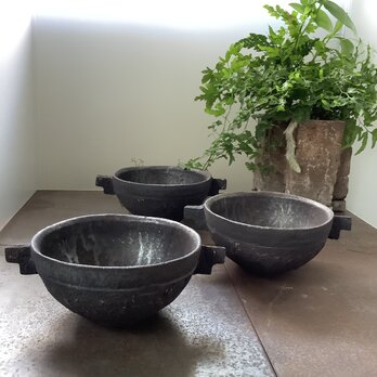 スープボウル　黒釉&黒錆釉　「継」handle (現品のみ)
