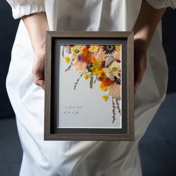 【アフターブーケ ＜ネット限定品 Keran ケラン＞】生花ブーケを「押し花＆額装」してお届けします　  結婚式 ブーケ 記念の画像