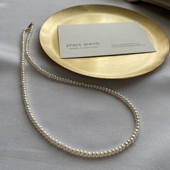 14kgf Baby Pearl Necklace（button）小粒淡水ベビーパールショートネックレス　38.5ｃｍの画像