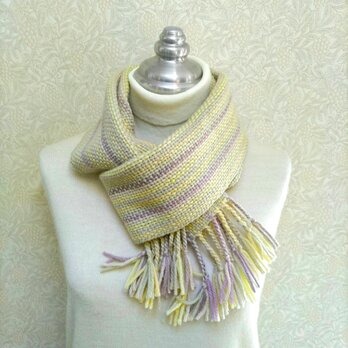 草木染毛糸の手織りマフラー　Ｍ-146の画像