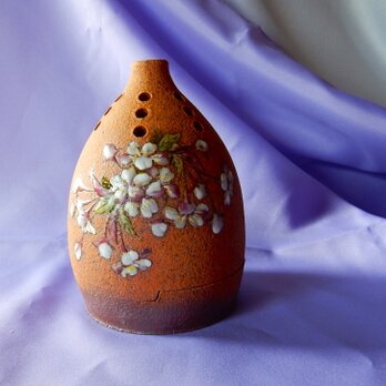 釉描彩山桜図香炉の画像
