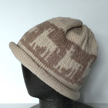 草木染毛糸の手編み帽子　ＡＤ-313の画像