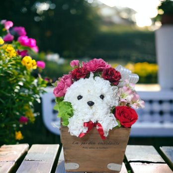 花畑の犬【レッド】プリザーブドフラワー　カーネーションの犬　母の日　犬　花　の画像