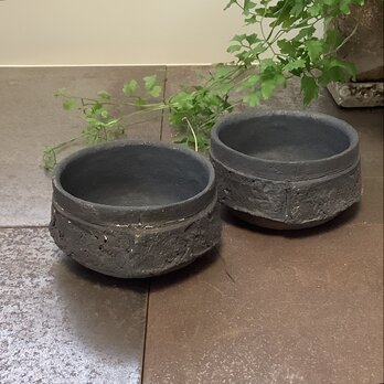 お猪口　 橡墨&黒錆釉「纏−背守り−」