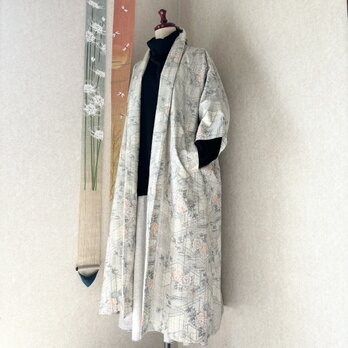 白大島紬で作ったコート　麗らかの画像