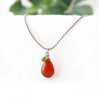 Pear Shaped Pendant（レッドアゲート×クロムダイオプサイド）の画像