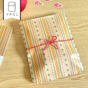 和レトロ模様の平袋〈5枚入〉マチなし紙袋 ペーパーバッグ ギフトバッグ ラッピング 和風 和柄 お祝い プチギフトの画像