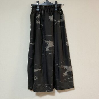 着物リメイク Ｈ２ 大島  ギャザースカート  シルク 古布正絹 着物スカートの画像
