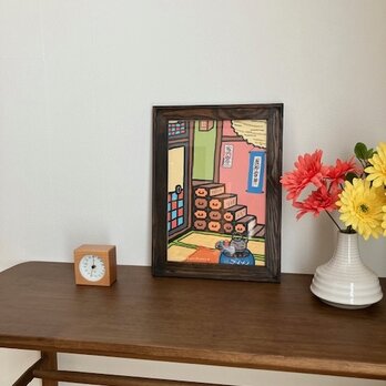 火鉢と階段箪笥　越前和紙　A4ポスターの画像