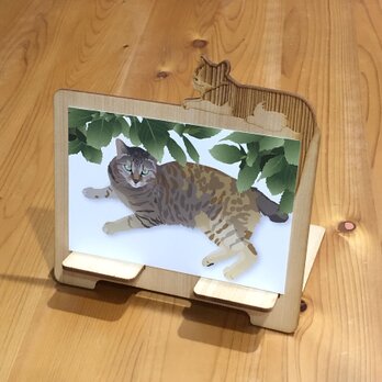 木製カードたて【ハチワレ猫】の画像