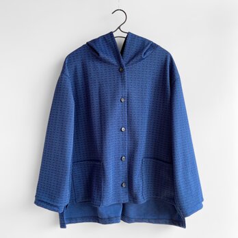 シンプル　パーカー【送料無料】着物リメイク　ブルーの画像