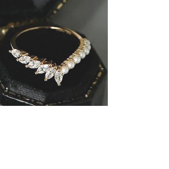 ビジューリング　クリスマス　誕生日　記念日　プレゼント　ギフト　贈り物　リング　指輪　ジルコニア　ヴィンテージ　パール　真珠の画像