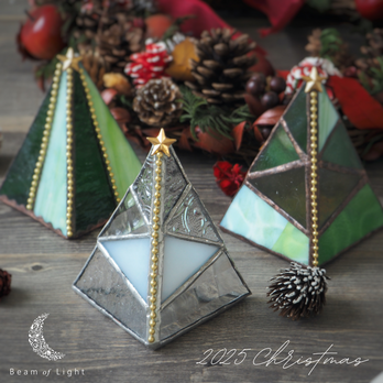 ガラス製クリスマスツリーキャンドルホルダー