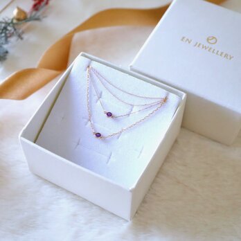 期間限定販売！クリスマスジュエリーコフレ＊極プチ♡K10YGアメシストネックレス＆ブレスレット(アンクレット)セットの画像