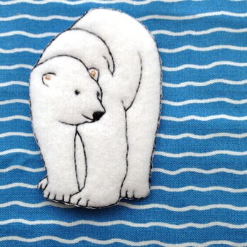 ワッペン ふわふわシロクマ　北極熊　W-0371　くま　白熊　白くまの画像