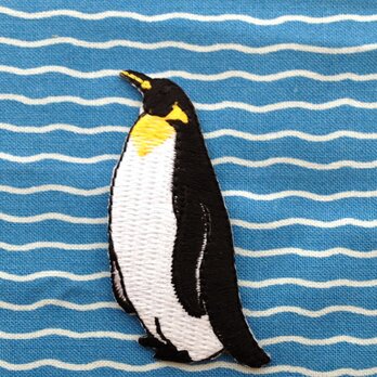 ワッペン 左向きキングペンギン 動物園 アニマル 鳥 南極 バード 冬 雪 UI W-0368