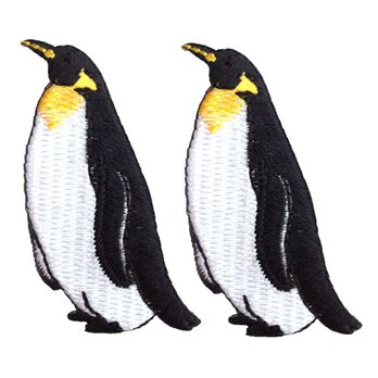 ワッペン 左向きキングペンギン2枚　 W-0368　動物園　アニマル　鳥　南極　バードの画像