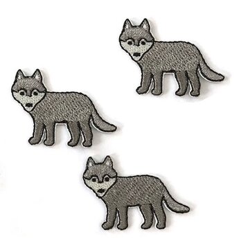 アップリケワッペンオオカミ ミニ 3枚 U 狼 W-1831 ウルフ おおかみ　入園入学の画像