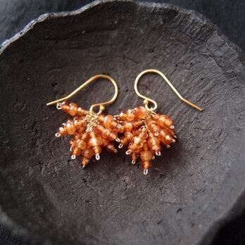 【K14gf・受注制作】Orange Garnet Earrings／オレンジガーネット プチピアスの画像