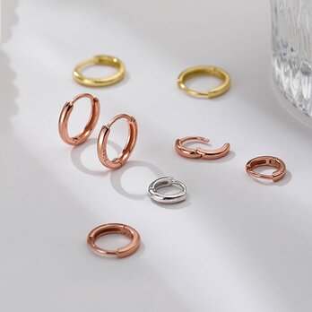 フープピアス 18K 小さめ レディース アレルギー対応 シルバー925 ゴールド ピンク シンプル 仕事 プレゼント オフィスの画像