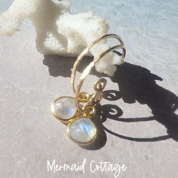 *14kgf *Little Moonstone Swirl Earrings ムーンストーン☆フレームストーンの画像