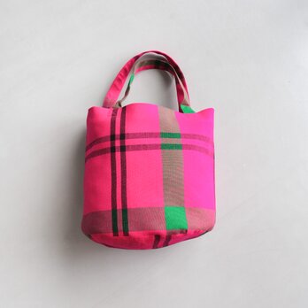 マサイファブリック バケットバッグ Massai Blanket Pink & Greenの画像