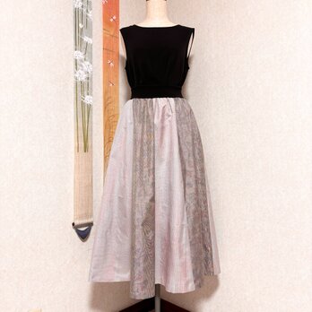 大島紬のリブフレアースカート　清かの画像