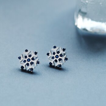 サファイア 雪の結晶 ピアス シルバー925の画像