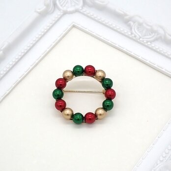 クリスマスパールのサークルブローチ