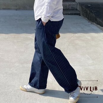 男女兼用/岡山産ウォバッシュストライプデニム イージーパンツ