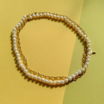 pearl＆chain necklace / オールノットの画像