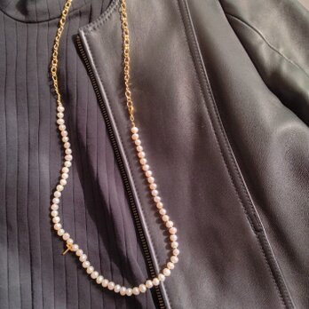 pearl＆chain necklace / オールノットの画像