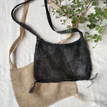 Kudzu Bag, 葛手編みバッグ、手編みショルダーバッグ、葛の手編みバッグの画像