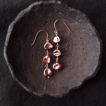 【K14gf】Keshi Pearl Earrings／ケシパール プチピアス（3piece）の画像