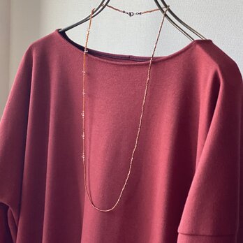 【数量限定】ヴィンテージドロップビーズとバイカラーのロングネックレス　gold × brownの画像