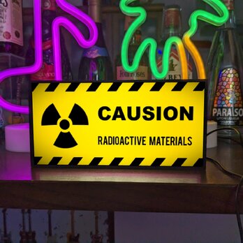 放射能 放射線 核爆発 UFO SF映画 注意 危険 警告 サイン ランプ 看板 置物 アメリカン雑貨 ライトBOXの画像
