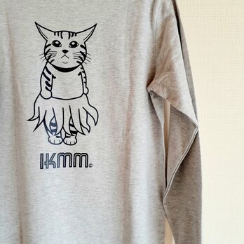 【長袖Tシャツ】IKAMIMI猫　アッシュ　ユニセックス(男女兼用)の画像