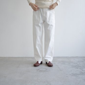 14オンスセルビッチデニム /ベイカーパンツ/size1&2/white /縫製、生地、岡山県の画像