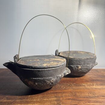 (再出品2024) 注器　黒釉&黒錆釉＆真鍮　凹紋　bowl ＆ lid No.1の画像